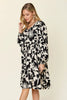 Double Take Full Size Printed Ruffle Hem Dress with Pocket Stylish & Functional Women Dress by Stevvex