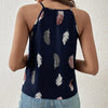Women’s Feather Print Notch V-Neck Camisole Vest by FitiqueFit