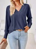 Plus Size V-Neck Textured Long Sleeve T-Shirt by Simply Love
