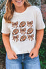 White Football Fashion Bow Print Cotton Blend T Shirt by Wild and Free Boutique