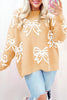Golden Fleece Bow Pattern Drop Shoulder Loose Sweater by Wild and Free Boutique