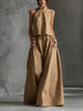 Loose-Fitting Sleeveless Top and Wide-Leg Pants Two-Piece Set. by FitiqueFit