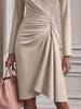 Front Ruched V-Neck Long Sleeve Dress by Wild and Free Boutique
