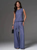 Sleeveless Cotton-Linen Wide-Leg Pants Set – 4 Colors, S–2XL by FitiqueFit