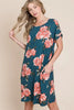 New Summer Floral Round Neck Short Tee Dress with Pockets For Women – Casual and Comfortable Floral Tee Dress with Pockets for Everyday Wear by Stevvex