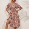 V-Neck Floral Print A-Line Satin Maxi Dress | 8 Colors by FitiqueFit