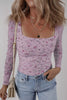 Floral Print Square Neck Long Sleeve Top by Wild and Free Boutique