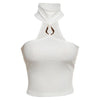 Women's Solid Color Slim Fit Crop Top With Halter Neck by My Store