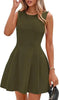 Sleeveless Solid Color Pleated Dress | Flared Midi Casual by FitiqueFit