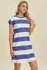 Full Size Striped Round Neck Cap Sleeve Mini Dress For Women – Striped Mini Dress, Full-Size Round Neck Dress, Comfortable Cap Sleeve Dress, Chic Striped Dress, Flattering Mini Dress, Casual Everyday Dress, Versatile Striped Dress by Stevvex