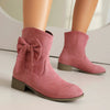 Low Heel Suede Large Size Sweet Bow Casual Boots by FitiqueFit