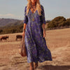 Women's Retro Chic 3D Print V-Neck Long-Sleeve A-Line Dress by FitiqueFit