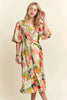New Summer Floral V-Neck Puff Sleeve Midi Dress For Women – Feminine, Charming, Elegant, Eye-Catching, Perfect for Any Occasion by Stevvex