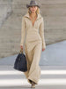 Zip Polo Collar Slim Long-Sleeve Maxi Dress | 4 Colors by FitiqueFit