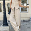 Women's Contrast Color Sleeveless Vest & Drawstring Trousers Suit – 6 Colors S–XXL by FitiqueFit