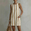 Women's Striped Color-Block Sleeveless Mini Dress – Loose Fit by FitiqueFit