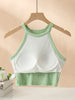 Ribbed Grecian Neck Cropped Tank with Chest Pads