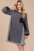 Striped Patchwork Round Neck Terry Sweatshirt Dress For Women – Casual, Trendy, Cozy, Playful, Relaxed Vibe for Everyday Wear by Stevvex