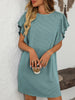 Ruffled Round Neck Short Sleeve Dress Feminine Simple Classic Dress Breathable And Comfy Dress by Stevvex