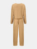 Waffle-Knit Round Neck Top and Pants Set
