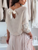 Bow Back Boat Neck Batwing Sleeve Sweater