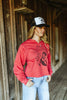 Feelin' Lucky Raw Hem V-Neck Crop Graphic Sweatshirt by Wild Junkie