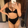 Female Swimsuit High Waist Bikini Women High Waist Swimsuits Triangle Bathing Suit V Neck Two Piece Bikini Sets Women Swimwear Two-pieces Bikini Set Ribbed Bather Bathing Suit Swim by Stevvex