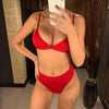 Female Swimsuit High Waist Bikini Women High Waist Swimsuits Triangle Bathing Suit V Neck Two Piece Bikini Sets Women Swimwear Two-pieces Bikini Set Ribbed Bather Bathing Suit Swim by Stevvex