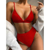 Female Swimsuit High Waist Bikini Women High Waist Swimsuits Triangle Bathing Suit V Neck Two Piece Bikini Sets Women Swimwear Two-pieces Bikini Set Ribbed Bather Bathing Suit Swim by Stevvex