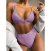 Female Swimsuit High Waist Bikini Women High Waist Swimsuits Triangle Bathing Suit V Neck Two Piece Bikini Sets Women Swimwear Two-pieces Bikini Set Ribbed Bather Bathing Suit Swim by Stevvex