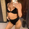 Female Swimsuit High Waist Bikini Women High Waist Swimsuits Triangle Bathing Suit V Neck Two Piece Bikini Sets Women Swimwear Two-pieces Bikini Set Ribbed Bather Bathing Suit Swim by Stevvex