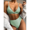 Female Swimsuit High Waist Bikini Women High Waist Swimsuits Triangle Bathing Suit V Neck Two Piece Bikini Sets Women Swimwear Two-pieces Bikini Set Ribbed Bather Bathing Suit Swim by Stevvex