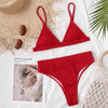 Female Swimsuit High Waist Bikini Women High Waist Swimsuits Triangle Bathing Suit V Neck Two Piece Bikini Sets Women Swimwear Two-pieces Bikini Set Ribbed Bather Bathing Suit Swim by Stevvex