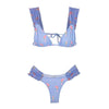 Female Swimsuit Women String Triangle Top Bikini Bottom Printed Push Up Swimsuit Bikini Sets Two Piece Split Button Beachwear Bathing Suit High Waist Bathing Suit High Cut by Stevvex
