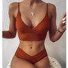Female Swimsuit Women String Triangle Top Bikini Bottom Printed Push Up Swimsuit Bikini Sets Two Piece Split Button Beachwear Bathing Suit High Waist Bathing Suit High Cut by Stevvex
