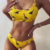 Female Swimsuit Women String Triangle Top Bikini Bottom Printed Push Up Swimsuit Bikini Sets Two Piece Split Button Beachwear Bathing Suit High Waist Bathing Suit High Cut by Stevvex