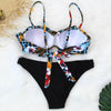 Female Two Piece Swimsuit Low Waist Bikini Floral Printing Swimwear Push Up Bathing Suit Detachable Padded Push Up Striped Bikini Set Two Piece Swimsuit Ladies Vintage Lace Bikini Sets Beach Swimwear by Stevvex