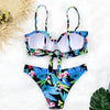 Female Two Piece Swimsuit Low Waist Bikini Floral Printing Swimwear Push Up Bathing Suit Detachable Padded Push Up Striped Bikini Set Two Piece Swimsuit Ladies Vintage Lace Bikini Sets Beach Swimwear by Stevvex