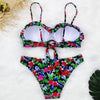 Female Two Piece Swimsuit Low Waist Bikini Floral Printing Swimwear Push Up Bathing Suit Detachable Padded Push Up Striped Bikini Set Two Piece Swimsuit Ladies Vintage Lace Bikini Sets Beach Swimwear by Stevvex