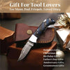 Handmade Damascus Folding Knife with Pakka Wood and File Work Spine by JW SteelCrafts