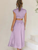 Modern Cutout Mock Neck Sleeveless Ruched Dress Elegant Dress For Women by Stevvex