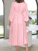 Lightweight Deep V-Neck Balloon Sleeve Maxi Dress Elegant & Flowing Silhouette Unique Dress by Stevvex