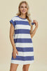Full Size Striped Round Neck Cap Sleeve Mini Dress For Women – Striped Mini Dress, Full-Size Round Neck Dress, Comfortable Cap Sleeve Dress, Chic Striped Dress, Flattering Mini Dress, Casual Everyday Dress, Versatile Striped Dress by Stevvex