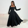 Fashionable Elegant Slim Fit Wide Hem Long Sleeve Dress
