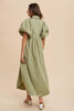 Smocked Puff Sleeve Midi Dress – Feminine Smocked Detailing, Puff Sleeves, and Midi Length for a Trendy and Elegant Look by Stevvex
