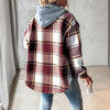 Women's Plaid Hoodie Long Sleeve Jacket With Pocket by FitiqueFit