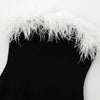 Off-neck Elastic Hot Girl Feather Decoration Dress