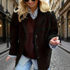 Suede-Look Blazer Jacket — V-Notch Lapel, Button-Front Casual Coat by FitiqueFit