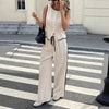 Women's Contrast Color Sleeveless Vest & Drawstring Trousers Suit – 6 Colors S–XXL by FitiqueFit