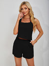 Square Neck Wide Strap Tank and Shorts Set